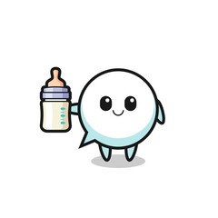 baby speech bubble cartoon character with milk bottle