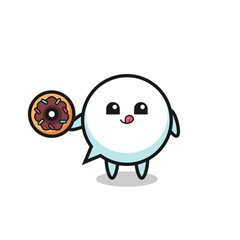illustration of an speech bubble character eating a doughnut