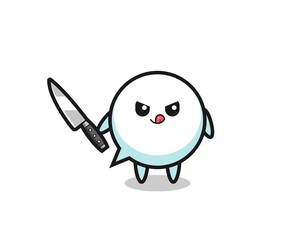 cute speech bubble mascot as a psychopath holding a knife
