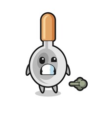 the illustration of the cooking spoon cartoon doing fart