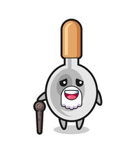 cute cooking spoon grandpa is holding a stick