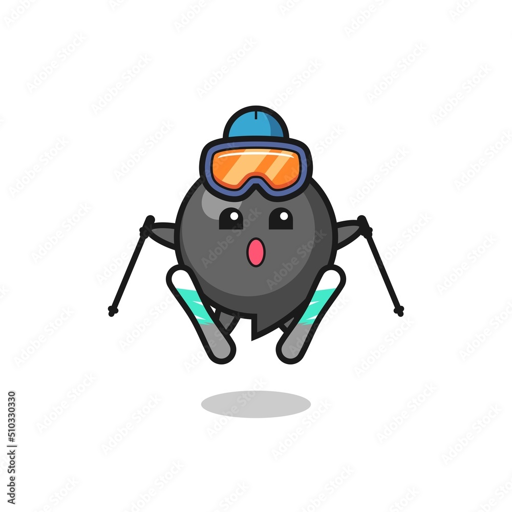 Poster comma symbol mascot character as a ski player