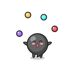 the comma symbol circus cartoon juggling a ball