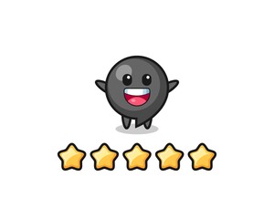 the illustration of customer best rating, comma symbol cute character with 5 stars