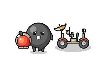 the cute comma symbol as astronaut with a lunar rover