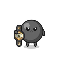 dot symbol mascot character as a MMA fighter with the champion belt