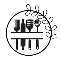 Kitchen Split Frame SVG, kitchen svg, cooking svg, Kitchen Monogram svg, Flourish Kitchen SVG, Cooking Monogram svg, cook svg, Monogram Frame
