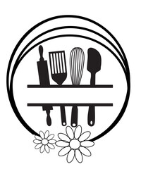 Kitchen Split Frame SVG, kitchen svg, cooking svg, Kitchen Monogram svg, Flourish Kitchen SVG, Cooking Monogram svg, cook svg, Monogram Frame
