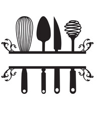 Kitchen Split Frame SVG, kitchen svg, cooking svg, Kitchen Monogram svg, Flourish Kitchen SVG, Cooking Monogram svg, cook svg, Monogram Frame
