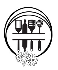 Kitchen Split Frame SVG, kitchen svg, cooking svg, Kitchen Monogram svg, Flourish Kitchen SVG, Cooking Monogram svg, cook svg,Monogram Frame
