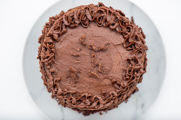 Moist orange flavoured chocolate cake with zest