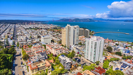 Stunning coastal view from above city at San Francisco