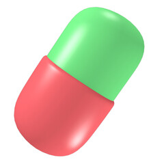 3d rendering of health and pharmacy medical objects cute icon Capsules and Pills
