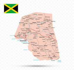 Saint Elizabeth Map. Jamaica state