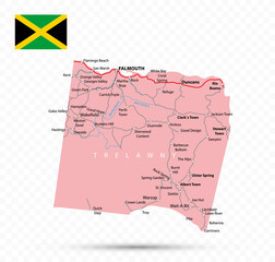 Trelawny Map. Jamaica state