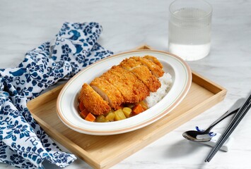Chicken Cutlet with Japanese Curry with  White Rice