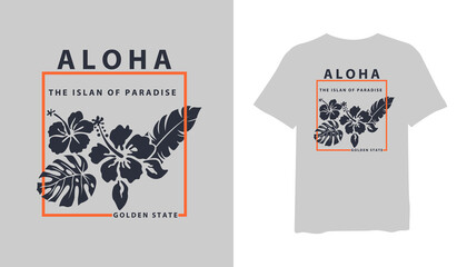aloha t-shirt design. t shirt design. t-shirt design vector for print. leaf silhouette logo design vector illustration. quotes for t shirt © Gaseesky Stock