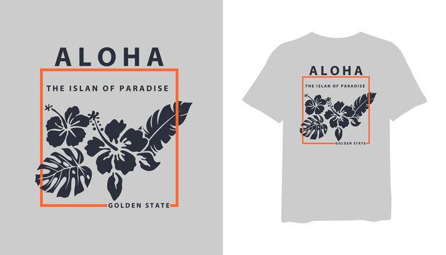aloha t-shirt design. t shirt design. t-shirt design vector for print. leaf silhouette logo design vector illustration. quotes for t shirt