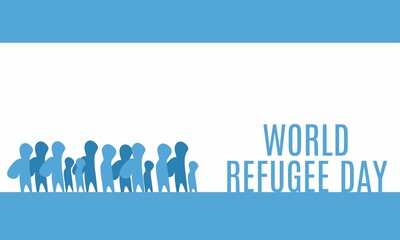 silhouette of a flock of refugees with globe map. perfect for world refugee day