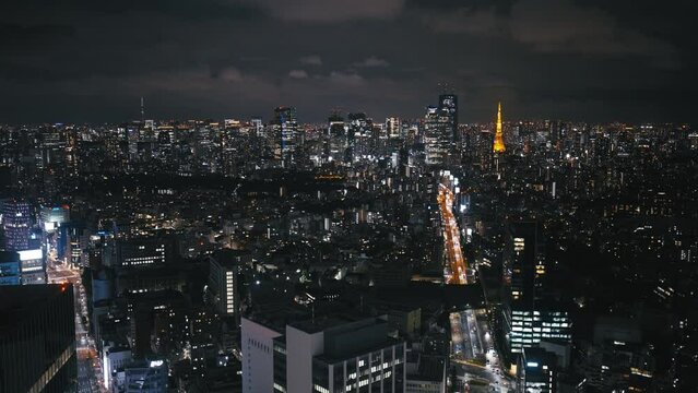 東京の夜景の映像（早送り映像）