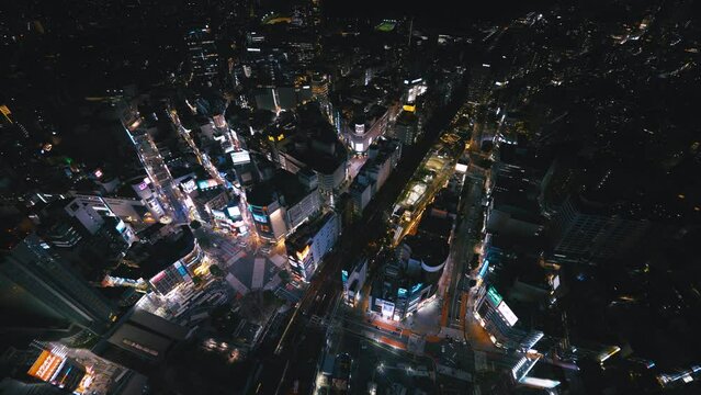 夜の渋谷の映像（早送り映像）