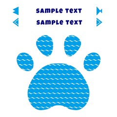 波線模様がある水色の、肉球の足跡。