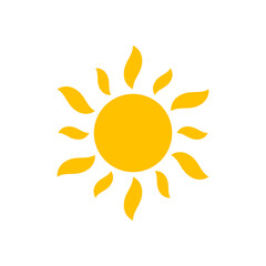 Sun. Yellow icon on white background. Vector illustration.
