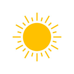 Sun. Yellow icon on white background. Vector illustration.