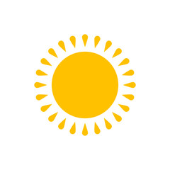 Sun. Yellow icon on white background. Vector illustration.