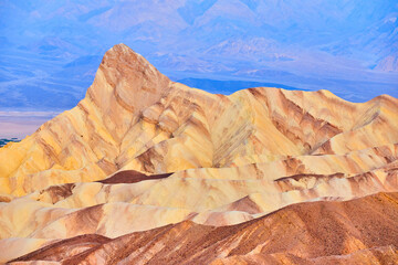 Peak of colorful mountain in Zabriskie Point at Death Valley