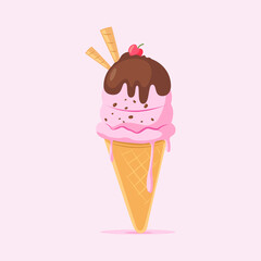 Ice cream cone illustration with different flavors