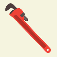 Adjustable wrench tool for pipe work. Plumbing tool vector design.