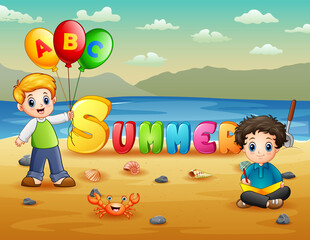 Summer vacation with children on the beach