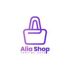 Letter A shop and mart logo with outline bag shopping icon for e commerce and store logo
