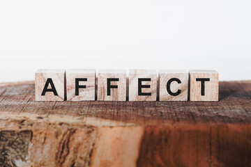 Affect Word Written In Wooden Cube