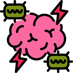 neurological symptoms color outline icon