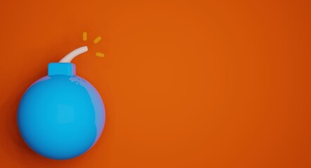 Blue bomb on orange background