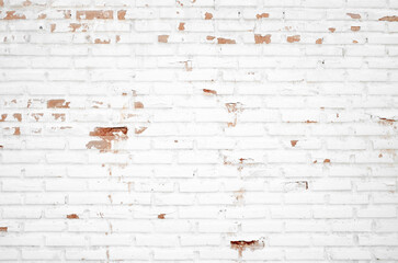 White brick wall background abstract concrete floor or old cement grunge background with white...