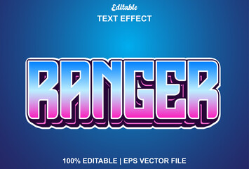 ranger text effect in blue modern style editable.
