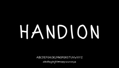 Handion, Handsign letter uppercase and lowercase font alphabet. vector font.