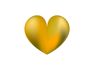 Vector realistic golden heart isolated on white background.