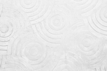 Fototapeta na wymiar White concrete texture wall background. Abstract grey paint floor stamped concrete surface clean polished on walkway in garden. Wallpaper pattern curved circle .