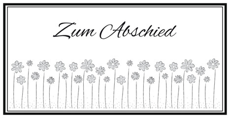 Trauerkarte, Zum Abschied, mit Blumen