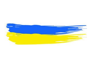 Country Flag of Ukraine on paint brush stroke with trail. Elegant texture of national country flag