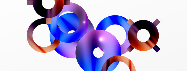 Minimal geometric abstract background. Circle, line and round shapes design. Trendy techno business template for wallpaper, banner, background or landing