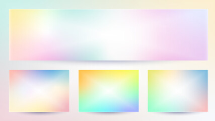 Set of banner abstract gradient blurred background.