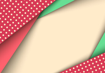 Abstract banner template red and green stripes polka dot pattern on white background.