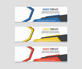 set of business banners with flat design and three different colors