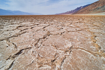 Stunning octagon salt formations in Badwater Basin of Death Valley