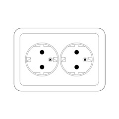 220 EU Plug Double Socket, Outline style Vector illustration